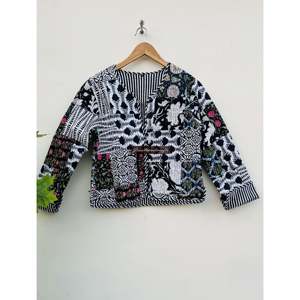 Veste en coton matelassée réversible style bohème pour femme, blazer floral à col à capuche pour le printemps et l'automne - Product Image 2