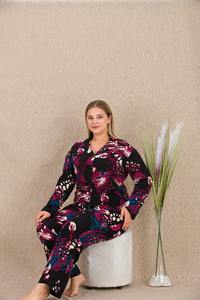 Pijamas de Viscosa de Lujo para Mujer, Tallas Grandes, Conjunto de Ropa de Dormir con Botones, Fabricación Turca, Alta Calidad, Ropa de Estar por Casa de Talla Grande - Product Image 4