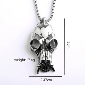 yunnique Retro Punk Single-Sided Skull Pendant Necklace Stainless Steel with <b>Titanium</b> Trendy Retro Style for Men Women - Product Image 5