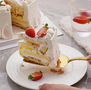 Best Selling Gold Metal 2-Piece Cake Server & Knife Set with <b>Engraved</b> Handle For Restaurant Home Festival Party Wedding - Product Image 2