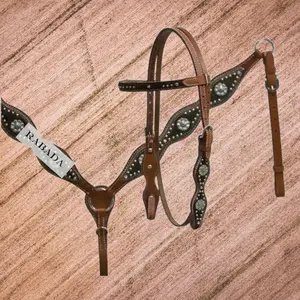 Buy Genuine Leather Western Horse Headstall & Breastplate Set With Studs for Horses Used Manufacture in India Wholesale Prices