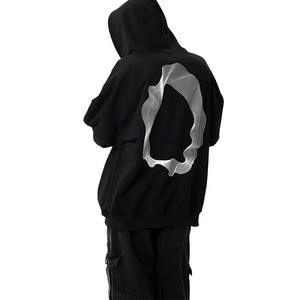 Sweat à capuche 100% coton éponge française personnalisé pull lourd veste Streetwear surdimensionnée finition délavé à l'acide brodé délavé au soleil - Product Image 2