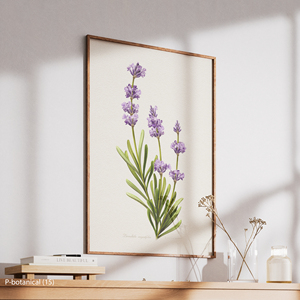 Impresión en Lienzo de Arte Botánico de Lavanda, Ilustración Moderna de Flores Moradas y Hierbas, Decoración con Marco de Madera - Product Image 3