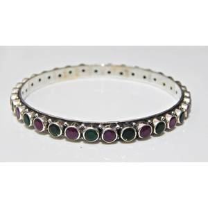 Brazalete de Plata de Ley 925 Hecho a Mano con Piedras Preciosas Clásicas, Talla de Rubí 2-5, Regalo Perfecto para Brazaletes de Cristal - Product Image 2