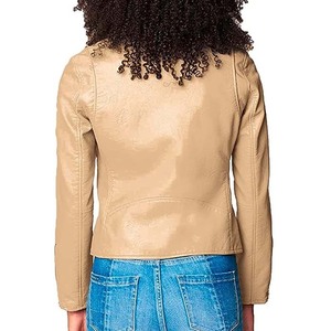 Veste en cuir chaud d'hiver pour femmes respirant décontracté col montant motif solide à prix raisonnable coton teint uni remplissage brut - Product Image 3