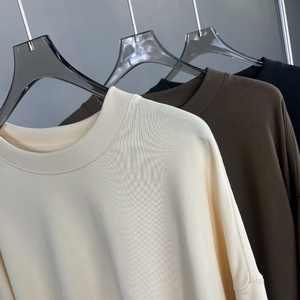 Sweats à capuche unis hommes 100% coton T-shirt unisexe col rond à manches longues sweat - Product Image 2