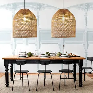 Pantalla asiática de lujo hecha a mano de ratán para lámpara de mesa con patrón Multicolor ligero y fácil instalación decoración del hogar - Product Image 4