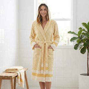 เสื้อคลุมอาบน้ำลายทางแบบตุรกี คิโมโน สีมัสตาร์ดหรือสีดำ - Product Image 1