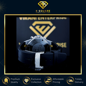 Montre tendance au design luxueux, automatique, à mouvement à quartz, résistante à l'eau, analogique, avec diamants en moissanite, bracelet en silicone, unisexe - Product Image 3