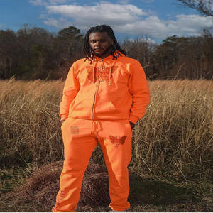 Conjunto Deportivo Unisex de Algodón Grueso de 500 GSM con Cremallera, Ropa Deportiva OEM, Pantalones Rectos, Ajustados y Acampanados - Product Image 6