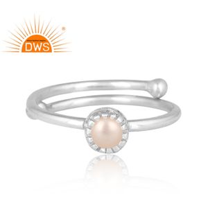Latest Trending Fine Sterling Silver Natural <b>Pearl</b> Gemstone Stackable <b>Ring</b> Custom Jewelry Manufacturer - Product Image 2