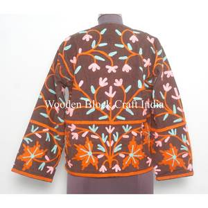 Veste d'hiver unisexe en broderie florale, style vintage bohème chic, vêtement d'extérieur en coton coupe-vent, broderie ethnique, manteau cotrise - Product Image 5