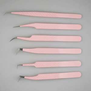 Pinces à épiler professionnelles en acier inoxydable à pointe incurvée pour extensions de cils, fournitures en gros avec options personnalisables - Product Image 3