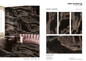 Carreau de porcelaine de luxe brillant de haute qualité marron Iberico 600x1200mm marbre poli grande dalle de carrelage de porcelaine pour sol et mur - Product Image 5
