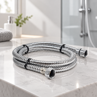 Tuyau de douche flexible en acier inoxydable argenté brillant G1/2 à double verrouillage anti-torsion pour salle de bain