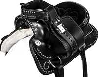 Silla de Montar Premium Ligera para Caballos Ingleses y Vaqueros, Diseño para Carreras de Barriles, Duradera, de Cuero Sintético y SWAT, Confort ProMax