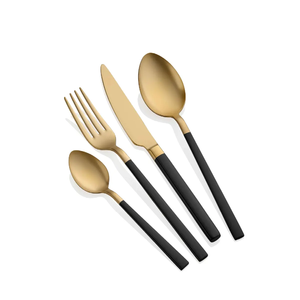 Service de vaisselle en laiton ensemble de couverts Cooper poignée enduite en acier miroir dîner couverts fourchette cuillère couteau ustensile coffret cadeau - Product Image 4