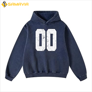 Sweat à capuche élégant surdimensionné délavé à l'acide pour hommes et femmes 100% coton vêtements de mode urbains avec pantalons de survêtement pour l'hiver - Product Image 1