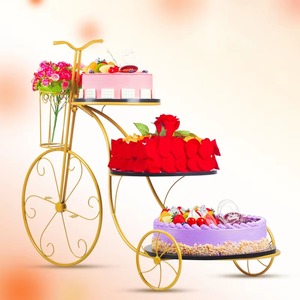 Support de gâteau de bicyclette en métal de fer Tripple en couches support fantastique serveur de gâteau magnifiquement fabriqué d'Inde - Product Image 4