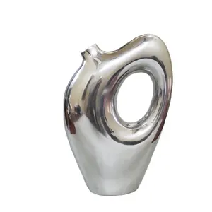 Aluminum Flower Vase With Silver Finished High Quality Indian Made Metal Material Flower Vases For Sale