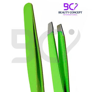 Color verde de acero inoxidable Highland calidad OEM servicio mejor proveedor totalmente personalizado hecho nuevas pinzas para cejas - Product Image 6