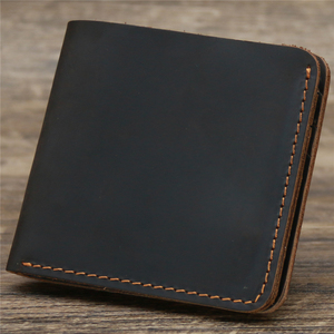 Cartera Bifold Corta de Cuero Genuino para Hombre, Estilo Simple, Hecha a Mano, con Protección RFID de Poliéster y Ventana Transparente para Identificación - Product Image 6