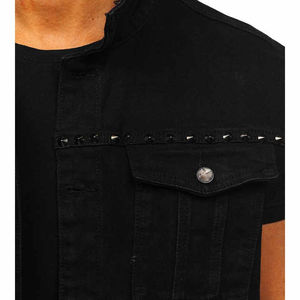 Breathable Wholesale Men Trending <b>Denim</b> Jackets 100% <b>Denim</b> <b>Vest</b> Sleeveless Customized Stones OEM - Product Image 3