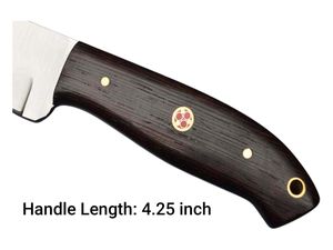 Cuchillo Skinner Camping con mango de madera wengue Funda de cuero - Product Image 3