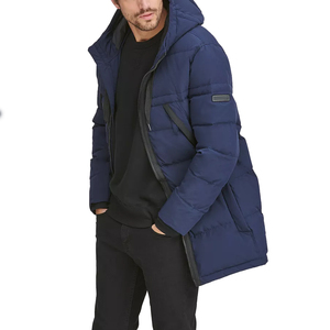 Chaqueta acolchada con capucha de piel sintética para hombre, abrigo tipo Parka personalizado, color azul, novedad de invierno, 2023 - Product Image 6