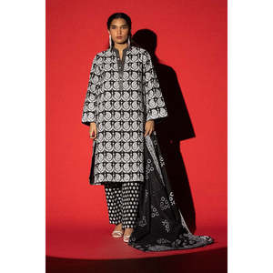 ชุดสูทผ้าแคมบริกพิมพ์ลายบล็อก 3 ชิ้น รุ่น KJP-43017 พร้อมตกแต่งกระดุม - Product Image 1