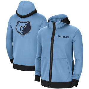 Sudadera con capucha negra con cremallera completa, logotipo de equipo de baloncesto, chaqueta tipo pullover con estampado trasero, corte regular, informal, primavera, anti-UV - Product Image 3