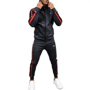 Roten streifen Trainingsanzug männer kapuzen trainingsanzug oder fitness Bodybuilding trainingsanzug sweatsuit männer der nach sweatsuit