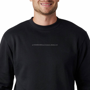 Fabricación de calidad superior tamaño adulto hombres pulóver sudadera ropa Casual Color sólido hombres básicos algodón mezclado sudadera - Product Image 4