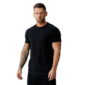 เสื้อยืดออกกำลังกายของผู้ชายแบบมีสไตล์เสื้อยืดผ้าฝ้าย100% น้ำหนักมากเข้ารูปคอกลมระบายอากาศป้องกันรอยยับออกแบบโลโก้ได้ตามต้องการ - Product Image 1