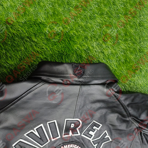 Chaquetas Avirex de Cuero Vacuno Premium para Hombre, Color Negro, Talla Personalizada, Chaqueta de Cuero Bordada Estilo Urbano - Product Image 6