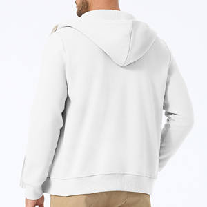 Pull à fermeture éclair en molleton de coton à capuche pour hommes avec capuche brodée motif solide printemps et automne tendance sweats à capuche - Product Image 6