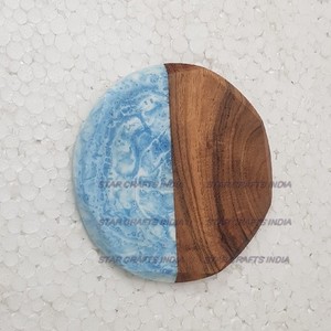 Modern Eco-Friendly Square <b>Resin</b> Tea Coaster Set of 4 Pieces Natural Wood <b>Resin</b> Home Hotel Restaurant <b>Table</b> - Product Image 2