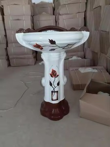 อ่างล้างหน้าทรงกลมสำหรับใช้ในห้องน้ำอุปกรณ์สุขภัณฑ์เซรามิกอ่างล้างหน้าแบบแท่นอ่างล้างหน้าสำหรับใช้ในบ้าน - Product Image 3