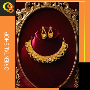 ซัพพลายเออร์ขายส่งชุดต่างหูสร้อยคอชุบทอง22K ชุดเครื่องประดับสร้อยคอทำด้วยมือผู้หญิง - Product Image 2