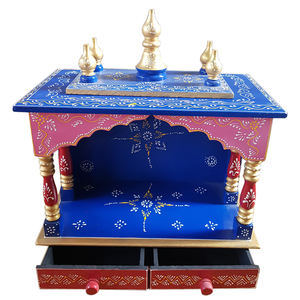 Moderno y de lujo de madera maciza sheesham artesanía artesanal decoración para muebles de sala de estar azul mandir - Product Image 3