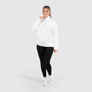 Haute qualité coton polaire doux sweat à capuche pour femme 1/4 fermeture éclair col haut femmes sweat grande taille sweat à capuche pour femme - Product Image 4
