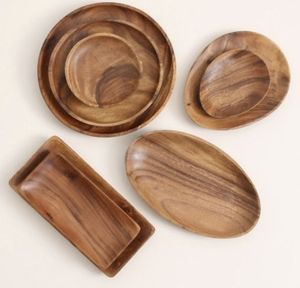 100% assiettes en bois rondes de haute qualité pour Table à manger enfants servant du bois nourriture bébé assiette de service bois d'acacia fabrication à la main - Product Image 3