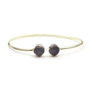 Belle calcédoine bleue bracelet de pierres précieuses plaqué or deux pierres précieuses bleues bracelet bijoux fait main bracelet bracelet bijoux cadeau - Product Image 6