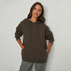 Sweat à capuche surdimensionné personnalisé pour femmes 100% coton pull uni sweat Streetwear décontracté coupe ample femmes sweats à capuche en gros - Product Image 1