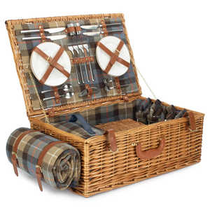 Deluxe 4-Person Ravenstor Fitted <b>Wicker</b> <b>Picnic</b> <b>Basket</b> Premium <b>Picnic</b> Mat for Outdoor Enthusiasts - Product Image 4