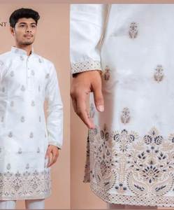 Pure nyloan bordado pesado telas de lujo Kurta Koti fiesta desgaste telas de lujo tradicionales - Product Image 4