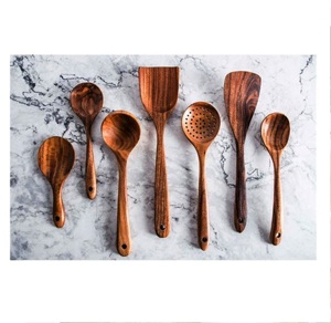 Juego de utensilios de cocina de haya de 2 piezas, mangos brillantes, juego de herramientas de cocina de madera de mango de Acacia natural hecho en La India - Product Image 4