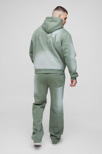 Custom Hooded 2 in 1 Sweatsuit Streetwear <b>Sweatpants</b> and Hoodie Set Sun Faded Stone Acid Washed Men's 100% Cotton Custom - Product Image 5
