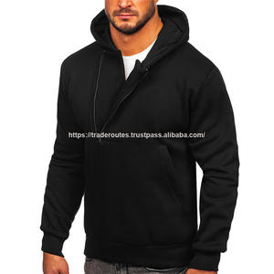 2023 nouveau sweat à capuche et sweat-shirt pour hommes de haute qualité solide à manches longues polaire imperméable avec cordon de serrage imprimé en 3D noir pour l'hiver - Product Image 4