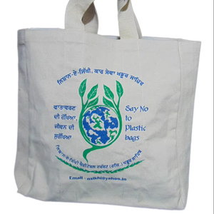Premium Cotton Canvas Tote <b>Bag</b> with Custom Logo Durable Reusable Shopping <b>Bag</b> for Daily Use <b>Long</b> Handle Wholesale Bulk - Product Image 1